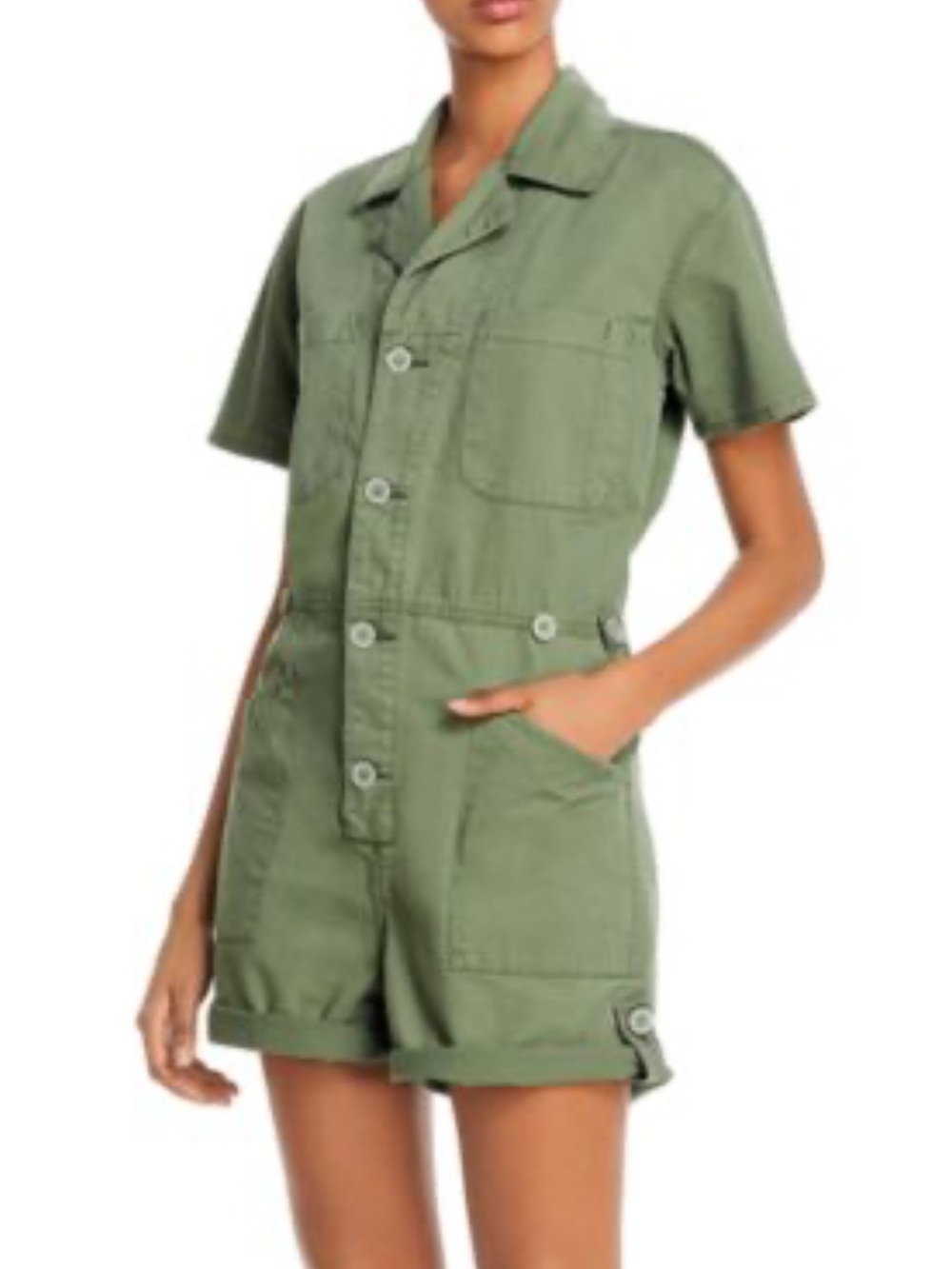 Pistola Parker Utility Romper Olive Army Green Size Small 100% Cotton